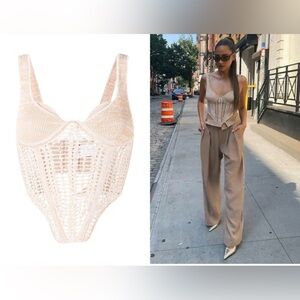 Dion Lee Cream-Beige Crochet Bodysuit